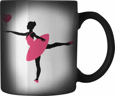 Produktbild von Trendation - Ballett Ballerina Farbwechsel Zauber-Tasse Mädchen Geschenk Lehrer Frauen Balett Geschenkidee Karabiner Farbwechsel Zauber-Tasse Edelstahl (Schwarz)