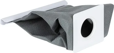 A close-up studio shot of a vacuum cleaner dust bag.