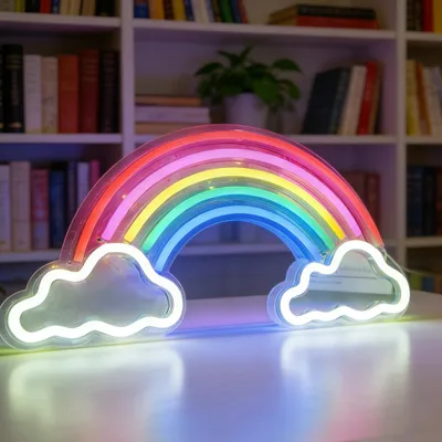 Productafbeelding van Regenboog Neon Lamp Kinderkamer, LED Neon Wandlamp USB met Schakelaar