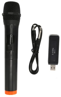Zdjęcie produktu dla Mikrofon bezprzewodowy UHF, zasięg 131 stóp, redukcja szumów, dynamiczny mikrofon ręczny z odbiornikiem USB do imprez karaoke