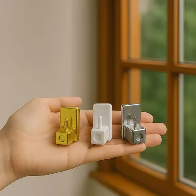 4 selbstklebende Haken für Vorhangstangen, gold glänzend, verstellbar