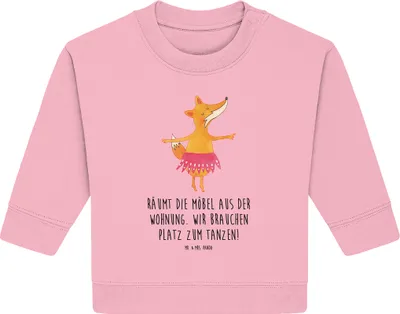 Produktbild von Mr. & Mrs. Panda Organic Baby Pullover Fuchs Ballerina 24. - 36. Monat - Baumwolle Pink - Geschenk, Geburtstag, Feier, Bullover, Party, Tanzen