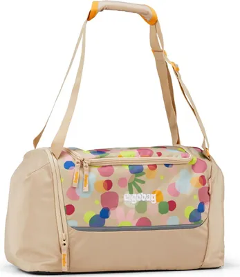 A studio shot of a duffel bag.