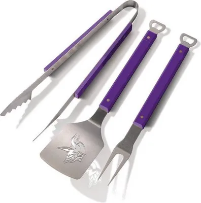 Produktbild von Edelstahl Grillzubehör Set mit integriertem Flaschenöffner und lasergeschnittenem Fan-Design