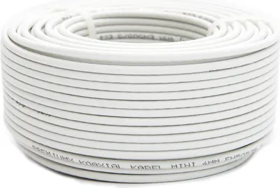 Produktbild von PremiumX 50m Mini Koaxial Sat Kabel 4mm Weiß Koax Antennenkabel 2-fach geschirmt