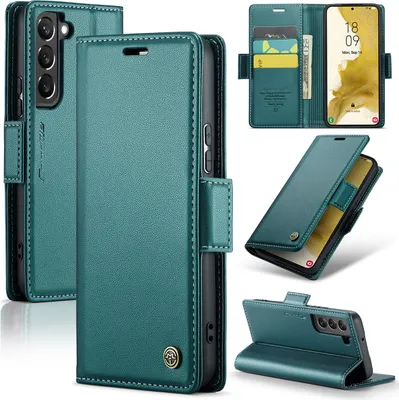 Immagine prodotto di Galaxy S22+ 5G Case, RFID Blocking Card, Advanced Flip Custodia in pelle con funzione Stand per Samsung Galaxy S22+ 5G Verde