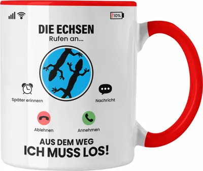Produktbild von Trendation - Die Echsen Rufen An Tasse Geschenk für Echsen Züchter Besitzer Geschenkidee Lustig Spruch (Rot)