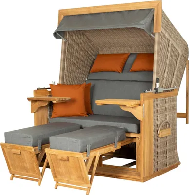 Produktbild von Strandkorb deVries PURE® Friesland Sylt XL - PE white kubu - Dessin 852 Sunbrella - inkl. Schutzhülle