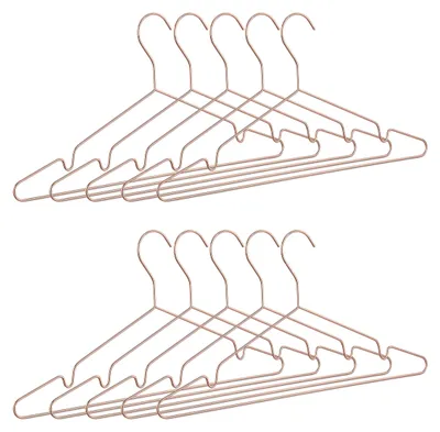 Produktbild von Relaxdays Kleiderbügel roségold im 10er Set, dünn, elegante Drahtbügel für Tops, glänzende Bügel, platzsparend, kupfer