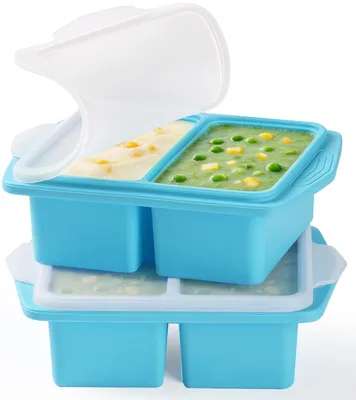 Obrázok produktu pre Nádoba na mrazenie, 250 ml - Nádoba na mrazenie s vekom - Bez obsahu BPA - Silikónová - Možnosť skladovania na seba - Vhodná do rúry a umývačky riadu - Kontajner na skladovanie potravín