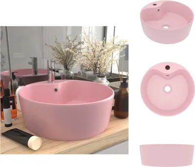 Produktbild von vidaXL Luxus-Waschbecken mit Überlauf Matt Rosa 36x13 cm Keramik -  Badezimmer-Waschbecken