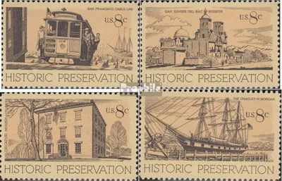 Produktbild von Briefmarken USA 1971 Mi 1052-1055 (kompl.Ausg.) postfrisch Historische Bauten