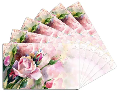 Produktbild von Wallario Frühstücksbrettchen 6er Set aus Glas, je 14 x 23 cm, mit rutschfesten Füßen, Motiv Abstraktes Blumenbuket
