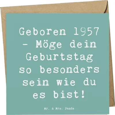 Produktbild von Mr. & Mrs. Panda Grußkarte Spruch 1957 Geburtstag - Meeresbrise - Geschenk, faltkarte, Klappkarte, Happy Birthday, Jahrgang, Glückwunschkarte, Geburtstagsgeschenk, feiern