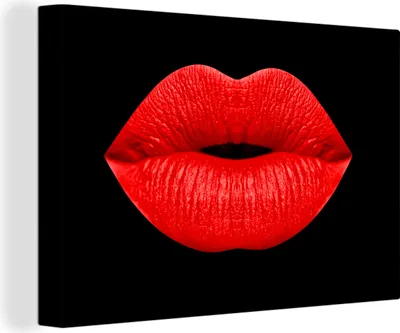 Produktbild von OneMillionCanvasses® - Leinwandbilder - 150x100 cm, Lippen - Rot - Schwarz, Wandbilder Kunstdruck Wanddekoration