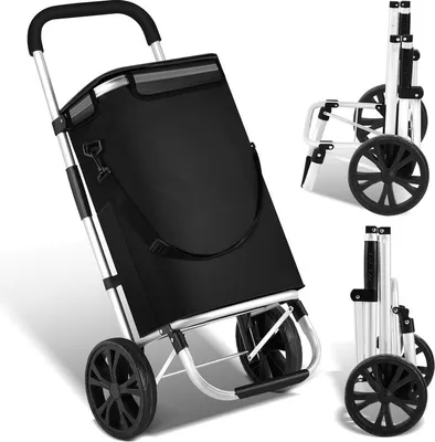 Obrázek produktu pro Jopassy nákupní vozík Skládací nákupní vozík s robustní nákupní taškou Nákupní pomůcka 2v1 40L do 40 kg