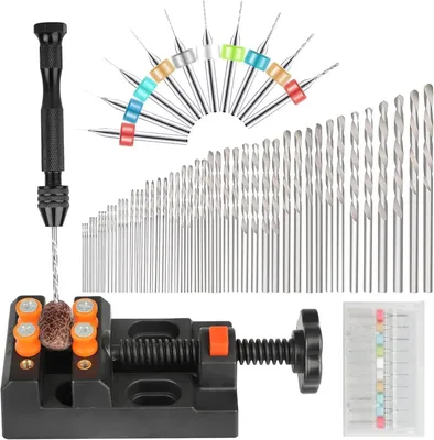Imagen del producto de Juego de brocas manuales de 60 piezas, que incluye microbrocas helicoidales de 0,5 a 3 mm y brocas para placas de circuito impreso de 0,3 a 1,2 mm, ideales para trabajar con madera y modelismo