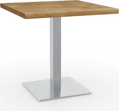 Produktbild von Bistrotisch HPL 70x70 cm | Lancelot Oak | Edelstahl Gestell | Germany