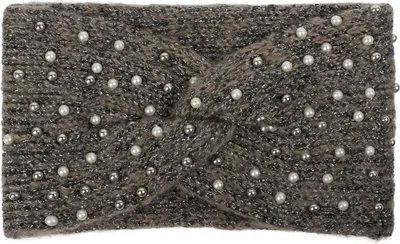 Produktbild von styleBREAKER Damen Strick Stirnband mit Perlen, Metallic Garn und Twist Knoten, warmes Winter Haarband, Headband 04026029