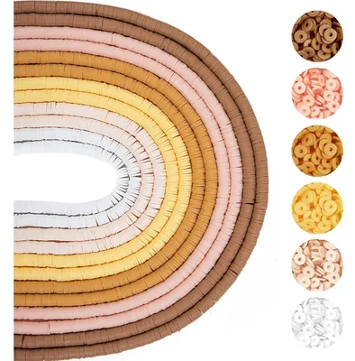 Obrázok produktu pre Sada korálok Heishi, 4200 kusov, farebné hlinené korálky s priemerom 6 mm, vhodné na navliekanie, 12 farieb, na výrobu šperkov, DIY