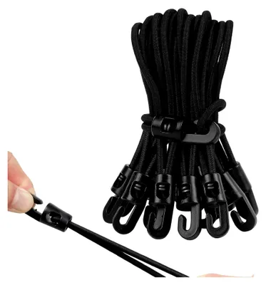 Produktbild von Befestigung für Sonnensegel, 25 Stück Planenspanner, Schwarz, 25 cm Spannseil mit Haken zur Befestigung von Planen und Campingzelten