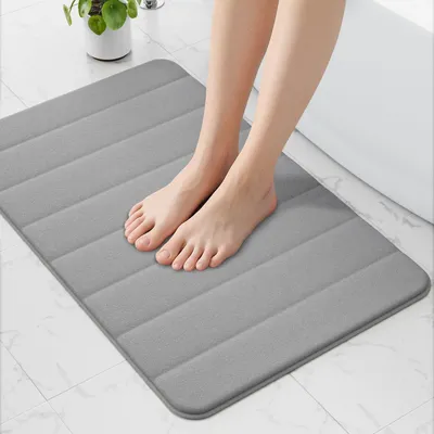 Image de Tapis de bain en mousse à mémoire de forme, 50 x 80 cm, gris – Tapis de bain ultra-doux, antidérapant et ultra-absorbant