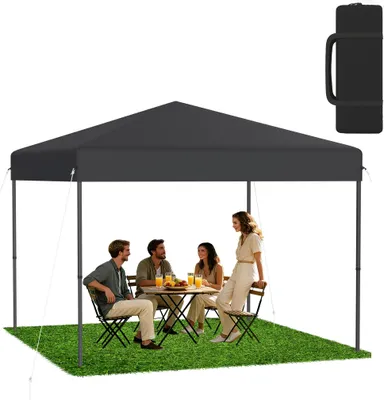 Produktbild von XMTECH Faltpavillon Pop-Up Pavillon 3x3 m, Wasserdicht & UV-Schutz, Ein-Knopf-Schnellaufbau, 3-fach höhenverstellbar, Anthrazit (ohne Seitenwände)