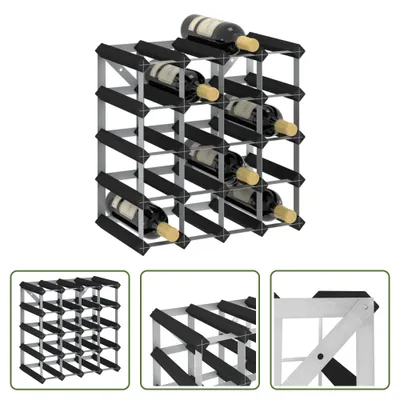 Immagine prodotto di The Living Store Portabottiglie per 20 bottiglie in legno di pino massiccio nero