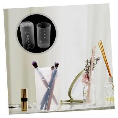 Produktbild von 3stücke Tragbare Make-up Pinselhalter Aus Kunststoff Einfache Aufbewahrung Für Kosmetikpinsel Mit Deckel Für Reisen Hause Schützt Vor Und Beschädigungen
