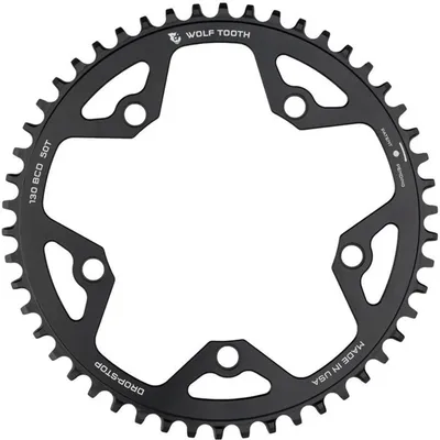 Image de Kettenblatt Wolf Tooth Gravel/CX/Road, 130 BCD, 5-Loch, 50 Z., Drop-Stop B, noir
