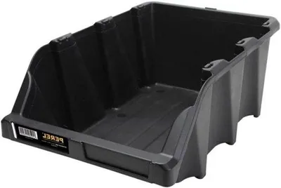 Image de Bac de rangement en plastique 310 x 490 x 195 mm, noir, empilable.