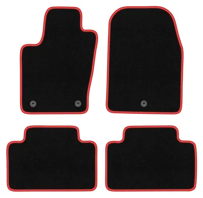 Produktbild von Fußmatten Velours Schwarz/Rot für Jeep Grand Cherokee WK2 2010-2018 Set 4-tlg