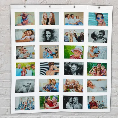 Produktbild von Fotovorhang mit 24 Taschen für 15x10 Bilder Querformat Fotohalter Bildervorhang