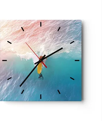 Produktbild von Wanduhr - Quadrat - Glasuhr - Surfen Welle Licht - 30x30cm - Schleichendes Uhrwerk - Lautlos - zum Aufhängen bereit - Dekoration Modern - Wanddekoration aus Glas - C3AC30x30-4409