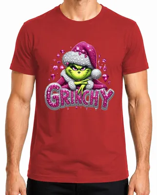 Produktbild von Grinchy Weihnachten Pink Glitzer Bling Glam Frech Xmas Diamant Herren T-Shirt, Rot, XL