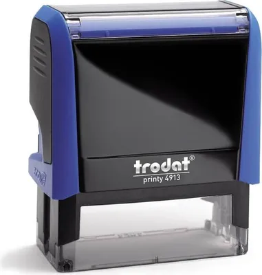 Produktbild von Trodat PRINTY 4913, max. 6zeilig, 57X21mm, Gehäuse blau, individuelle Stempelplatte mit Ihrem Wunschtext, Stempelkissen schwarz