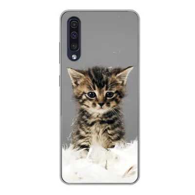 Produktbild von MuchoWow® Handyhülle Schutzhülle Hülle für Samsung Galaxy A50 Katze - Kätzchen - Federn Silikon Softcase Handy Hülle - Mobiltelefonhülle