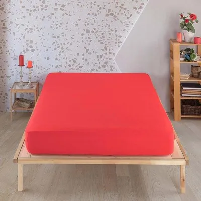 Productafbeelding van Famanu spreihoes voor boxspring, 180x200 cm, rood - 100% katoen, geschikt voor matrassen tot 35 cm hoog