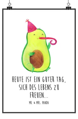 Produktbild von Mr. & Mrs. Panda Bild Avocado Feier DIN A0 - Weiß - Geschenk, Party, Wandbild, typografie poster, drucke, Geburtstag, Fete, Posterdruck, Gute Laune, wanddeko