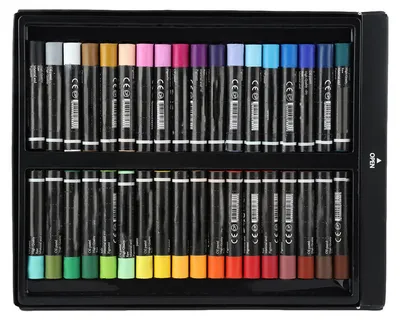 Zdjęcie produktu dla Delgreen 24.12.36 Colours Zestaw okrągłych pasteli olejnych Sorthed Artists Stick Zestaw szkolny (36 kolorów)