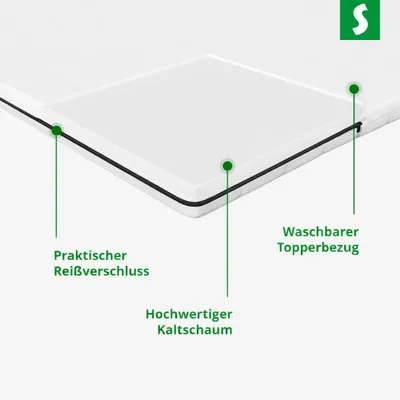 Produktbild von Kaltschaum-Topper 180x200 - Matratzenauflage für sämtliche Matratzen