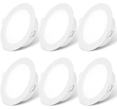 Produktbild von LVWIT 8W Deckenstrahler Kaltweiß LED Einbaustrahler Flach 230V, LED Spots 6500K 880LM, Deckenspots 100mm Loch, Spots Deckenleuchte Einbauleuchten Weiß für Badezimmer Küche Wohnzimmer, 6er Set