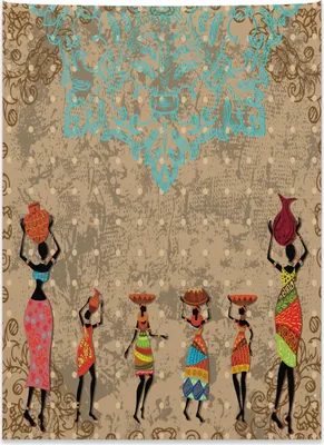Produktbild von Abakuhaus Jahrgang Wandteppich, Folklorischer Boho Afrikanisch aus Weiches Mikrofaser Stoff Kein Verblassen Klare Farben Waschbar, 110 x 150 cm, Seafoam Kakao