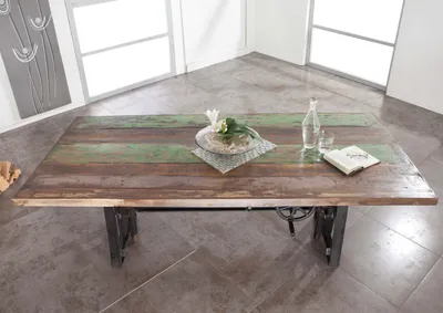 Produktbild von MASSIVMOEBEL24 Esstisch Altholz höhenverstellbar 240x100x75-105 mehrfarbig lackiert INDUSTRIAL #25
