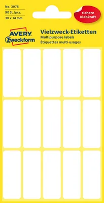 Immagine prodotto di Avery Zweckform® 3076 3076 Mini etichette organizzative, 38 x 14 mm, 6 fogli/90 etichette, bianco