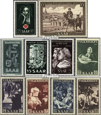 Produktbild von Briefmarken Saarland 1951 Mi 304-313 (kompl.Ausg.) Jahrgang 1951 komplett postfrisch Rotes Kreuz