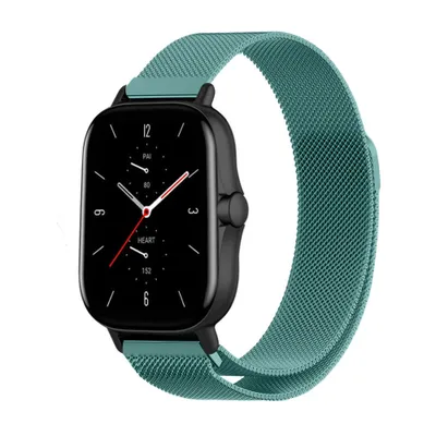 Produktbild von Strap-it Milanese Armband - Kompatibel mit Amazfit GTS 2 Armband Ersatzarmband Edelstahl - Armband mit Magnetverschluss - Hochwertiges Material - für Smartwatch 20mm Armband Grün