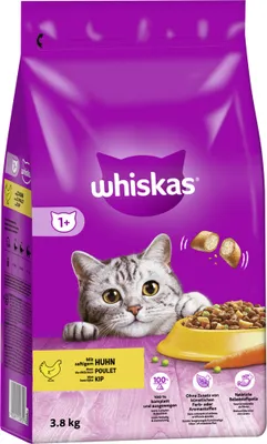 Produktbild von WHISKAS Beutel Katzenfutter Trockenfutter Adult 1+ Huhn 3,8kg