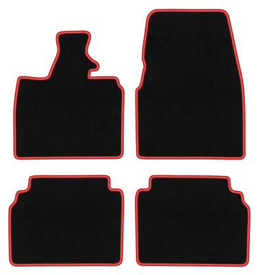 Produktbild von Fußmatten Automatten Velours Schwarz/Rot für BMW I3 L01 2013- Set 4-tlg