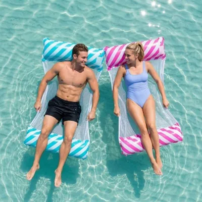 Produktbild von Elzusha – Set aus 2 aufblasbaren Poolliegen für Erwachsene – 4-in-1 Wasserliege